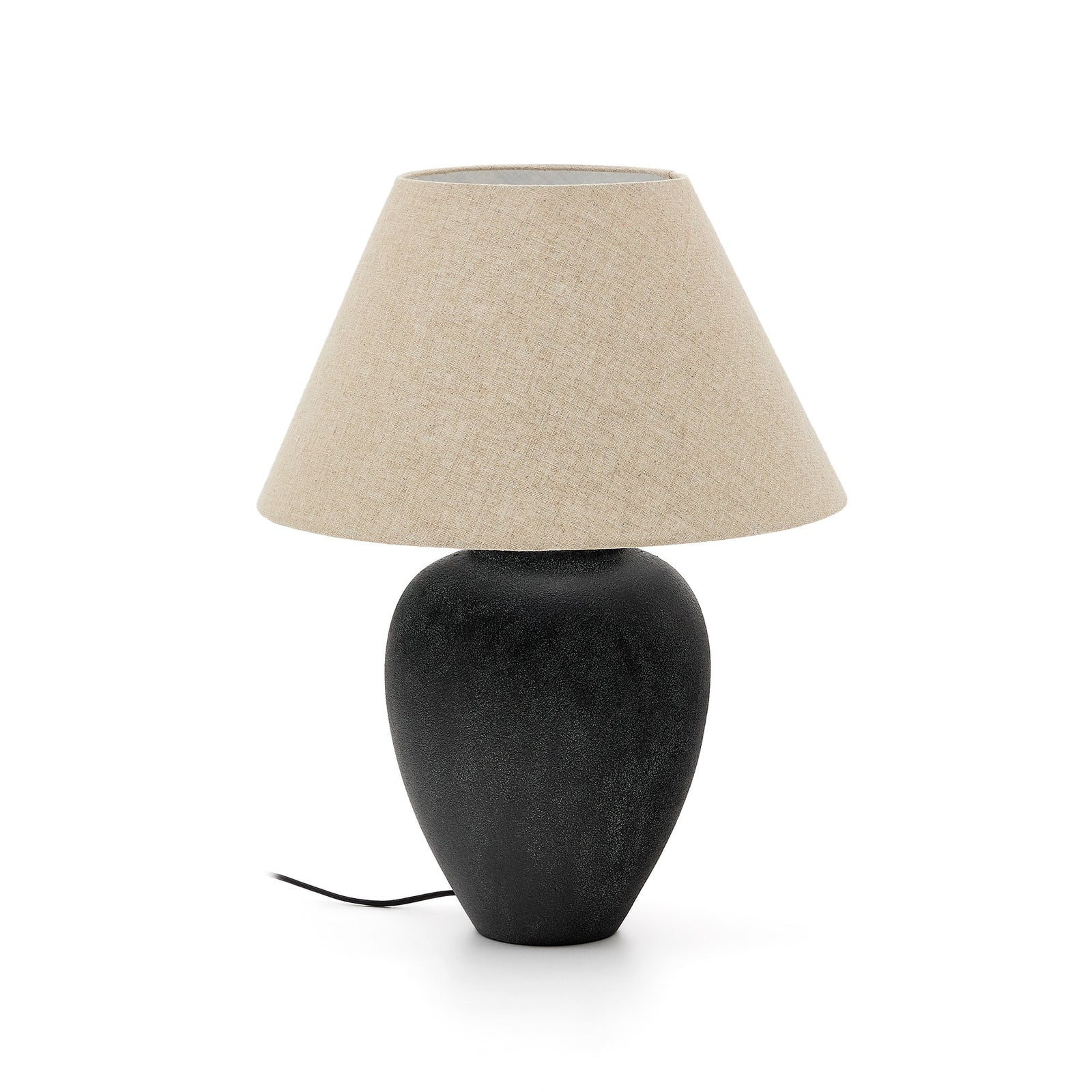 Produktbillede af KAVE HOME Mercadal bordlampe rund sort keramik Ø45 i premium kvalitet