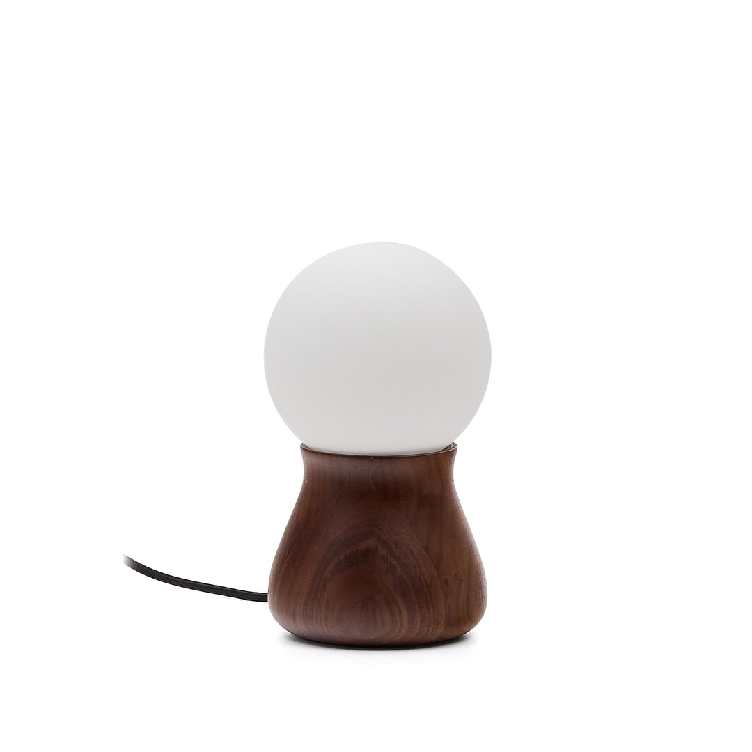KAVE HOME Okeni bordlampe glas og brun valnøddefinér
