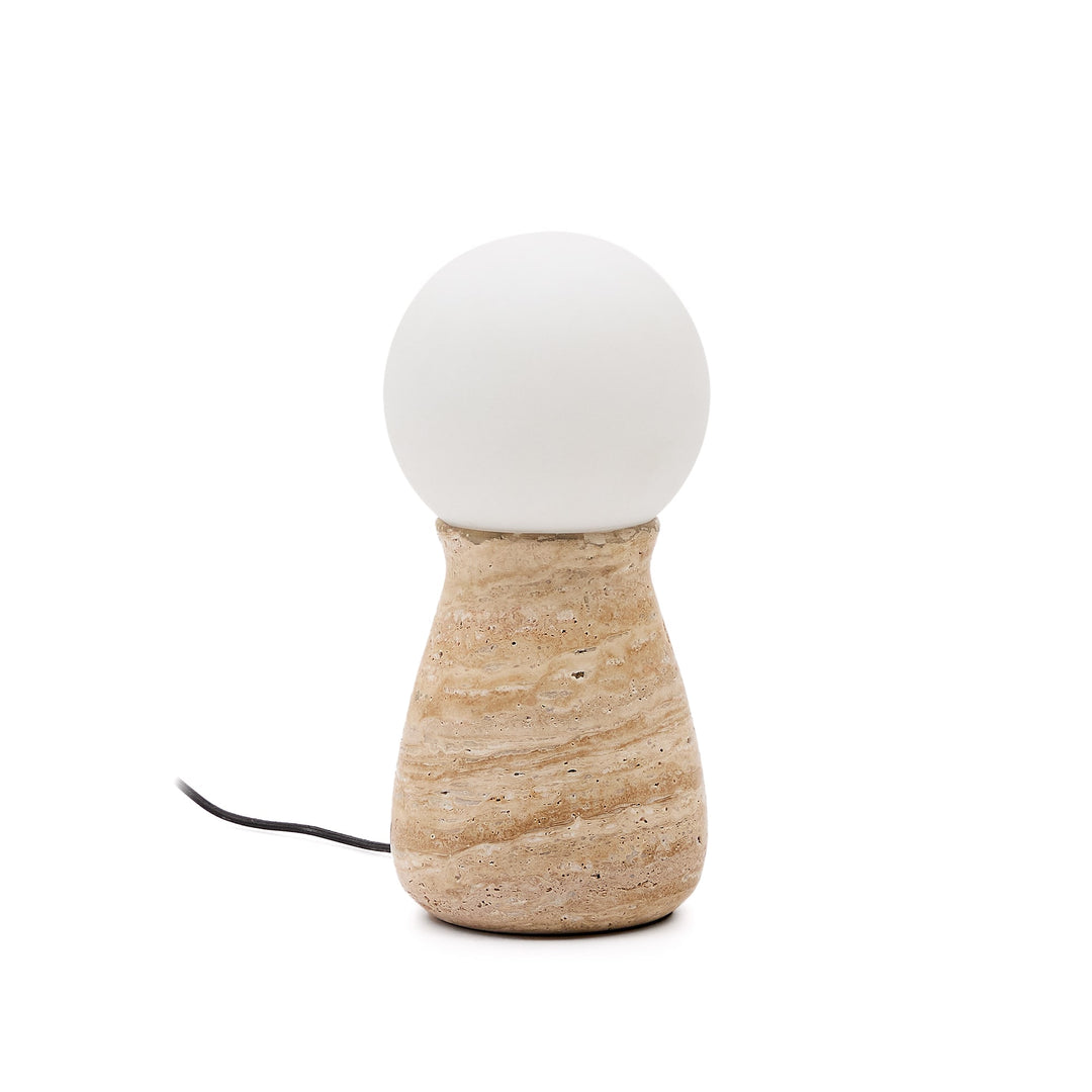 KAVE HOME Okeni bordlampe glas og beige travertin