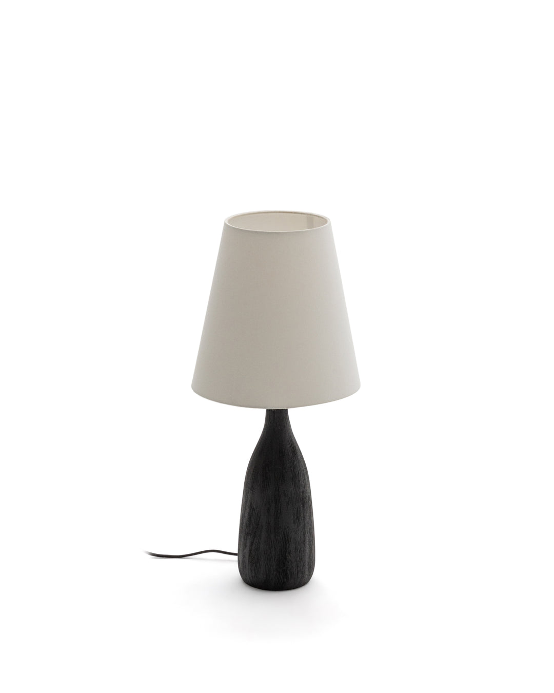 Produktbillede af KAVE HOME Luvia bordlampe hvid stof og sort træ i premium kvalitet