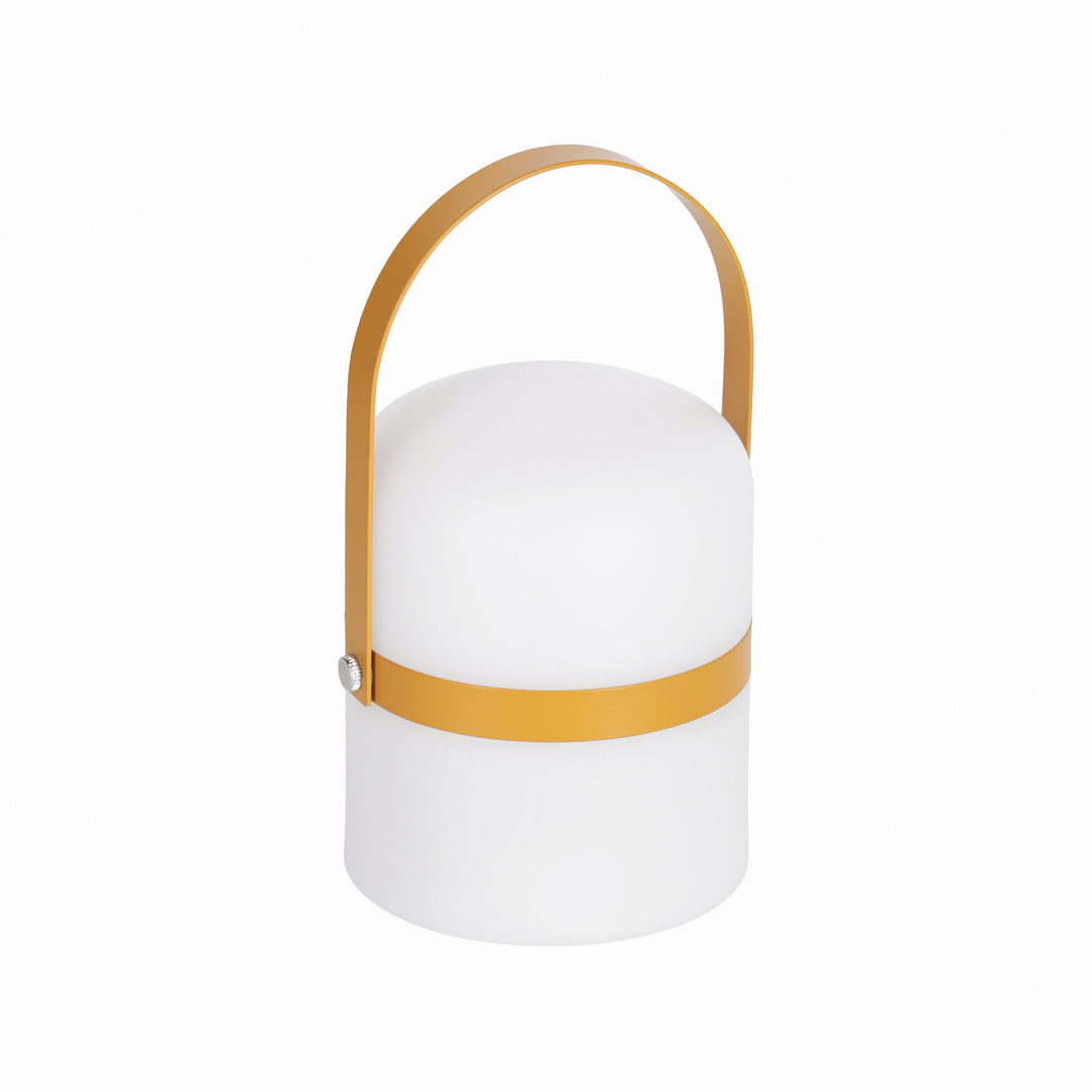 KAVE HOME Janvir genopladelige bordlampe hvid plast og sennepsgul metal