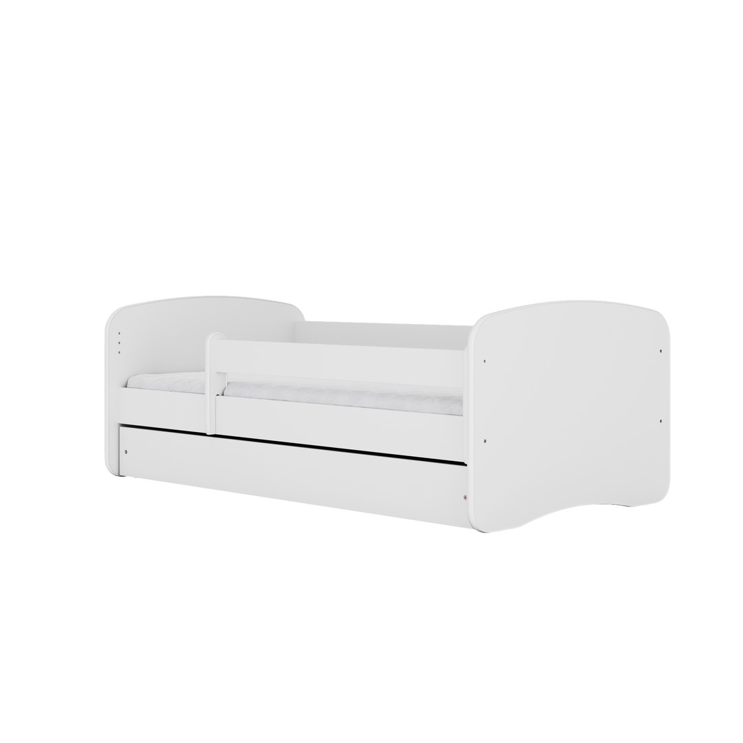 Babydreams juniorseng med bamse og blomster m. madras sengehest og skuffe hvid laminat 160x80
