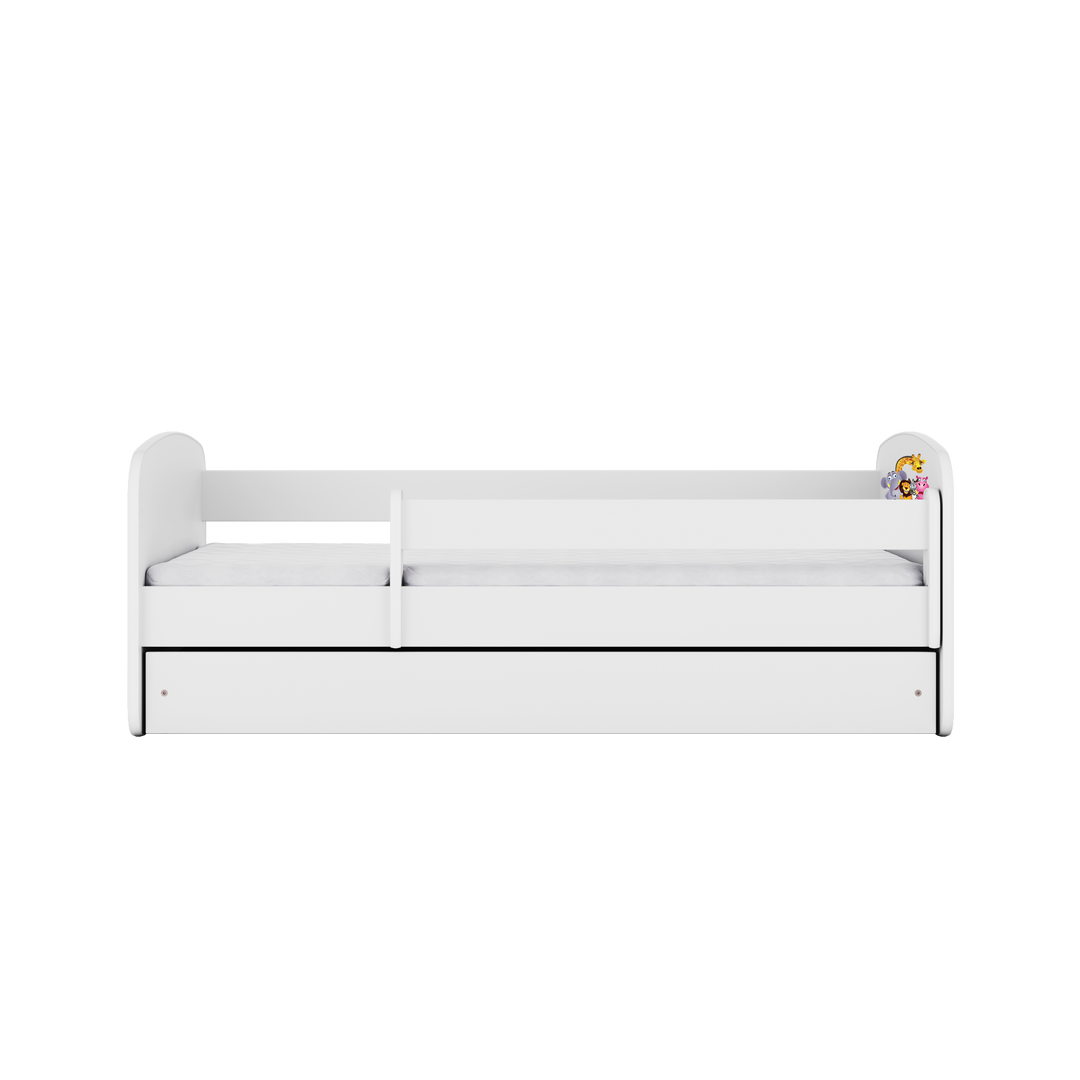 Babydreams juniorseng med Zoo dyr m. madras sengehest skuffe hvid laminat 160x80
