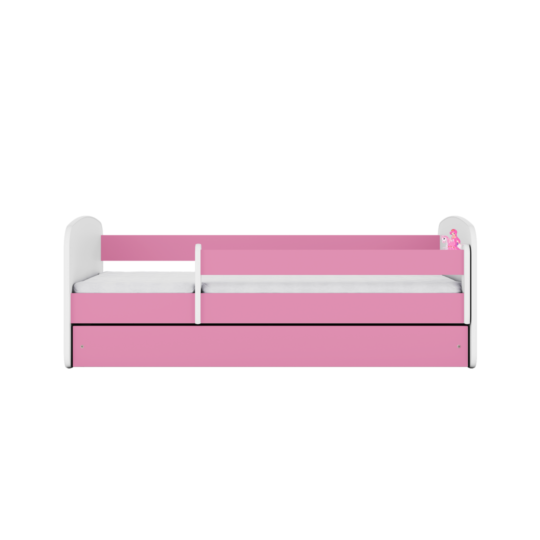 Babydreams juniorseng prinsesse på hest m madras sengehest skuffe hvid/lyserød laminat 180x80