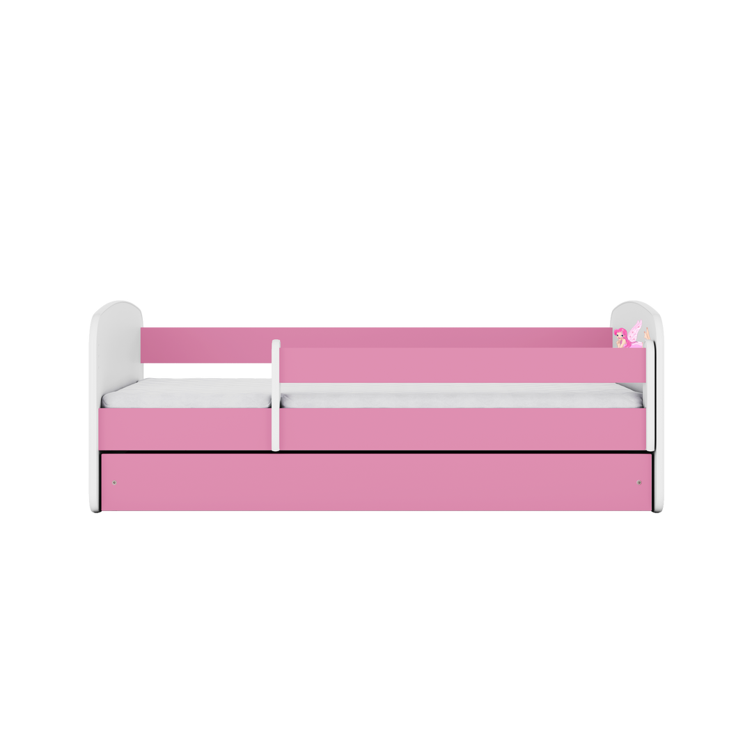 Babydreams juniorseng m. fe med vinger m. madras sengehest skuffe hvid/lyserød laminat 180x80