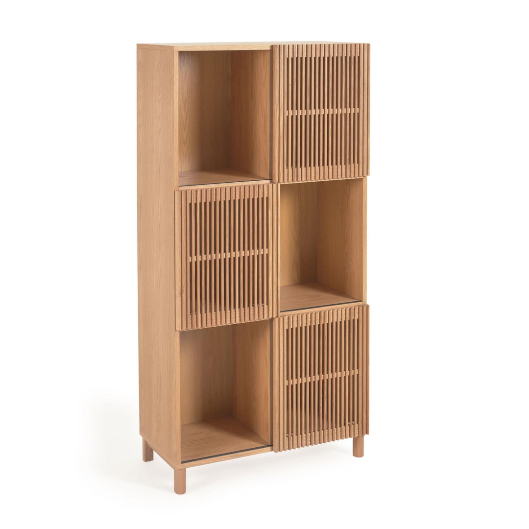 KAVE HOME Beyla reol m. 3 låger- natur egefinér og egetræ H:170cm x42,5cm x 84,5cm