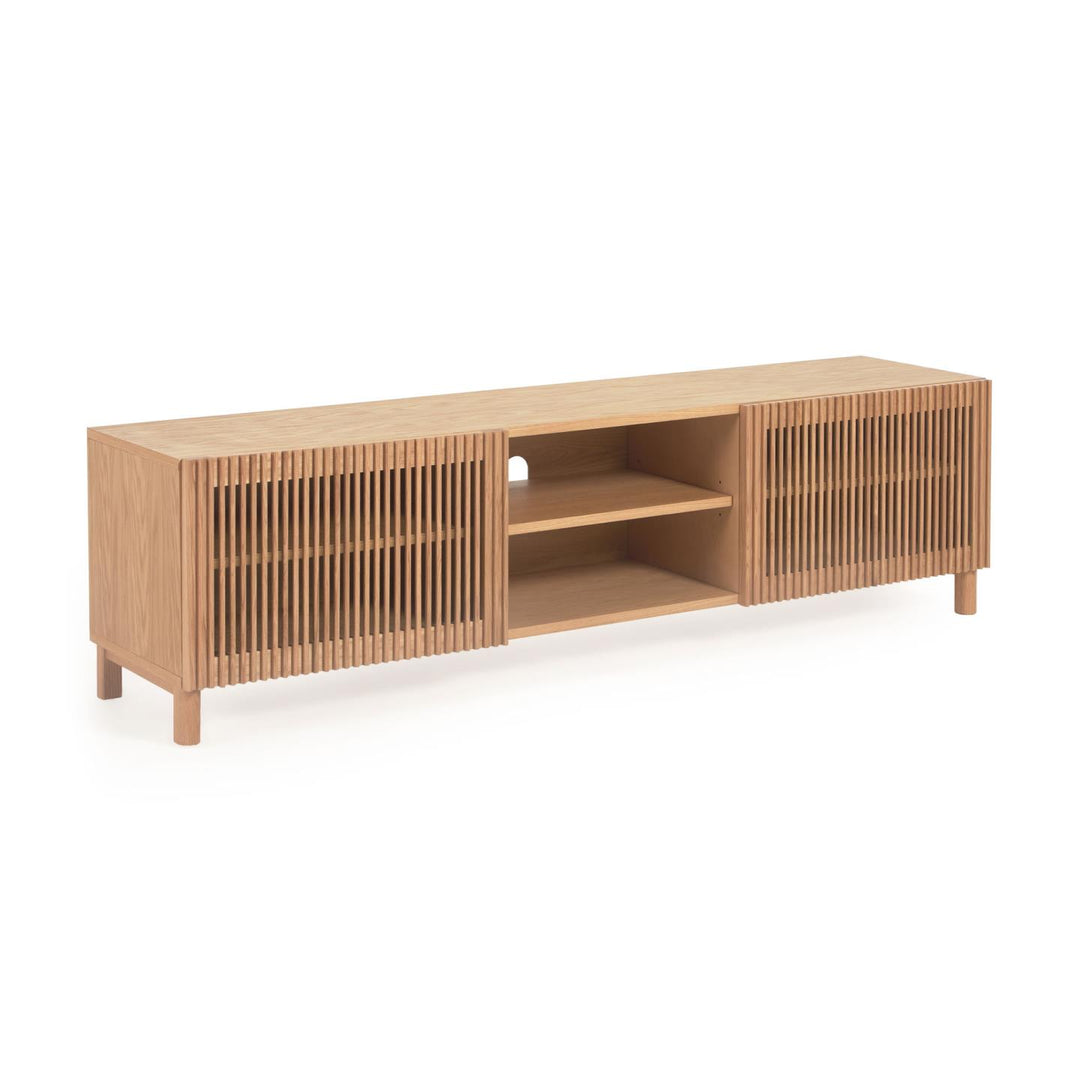 KAVE HOME Beyla TV-bord m. 2 låger og 3 hylder natur egefinér og egetræ 180x49,5