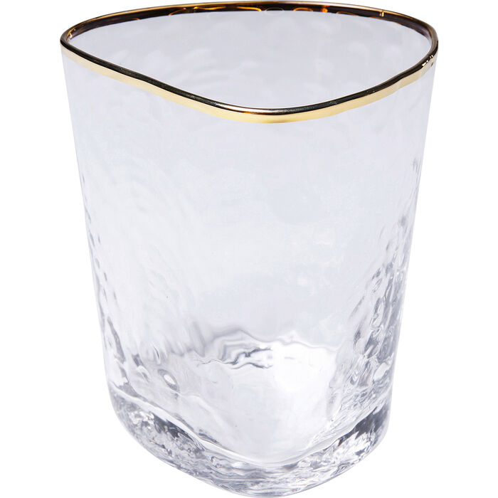 KARE DESIGN Hommage vandglas m. struktur og guldkant håndlavet klar glas H:10,4