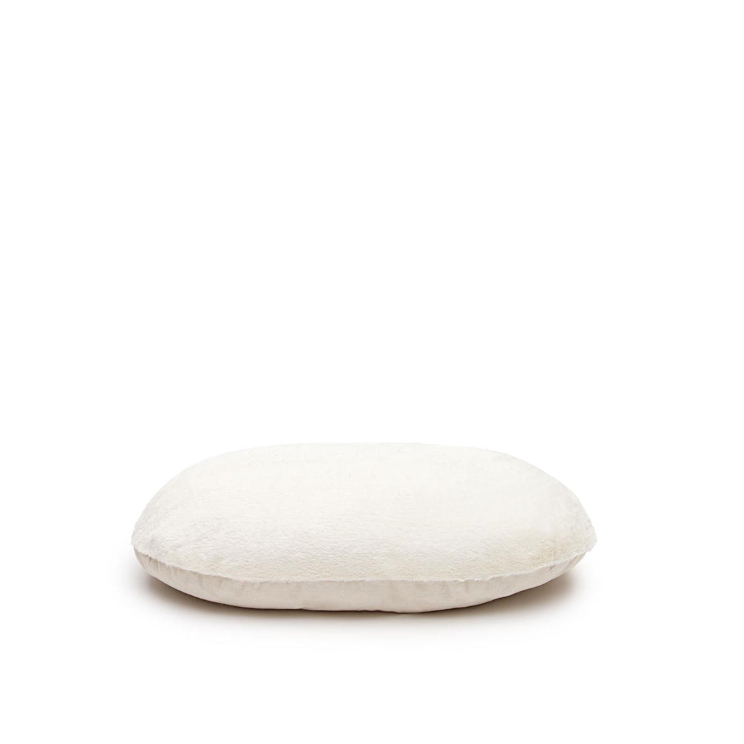 KAVE HOME Codie kæledyrspude oval hvid pels bomuld/polyester 60x40