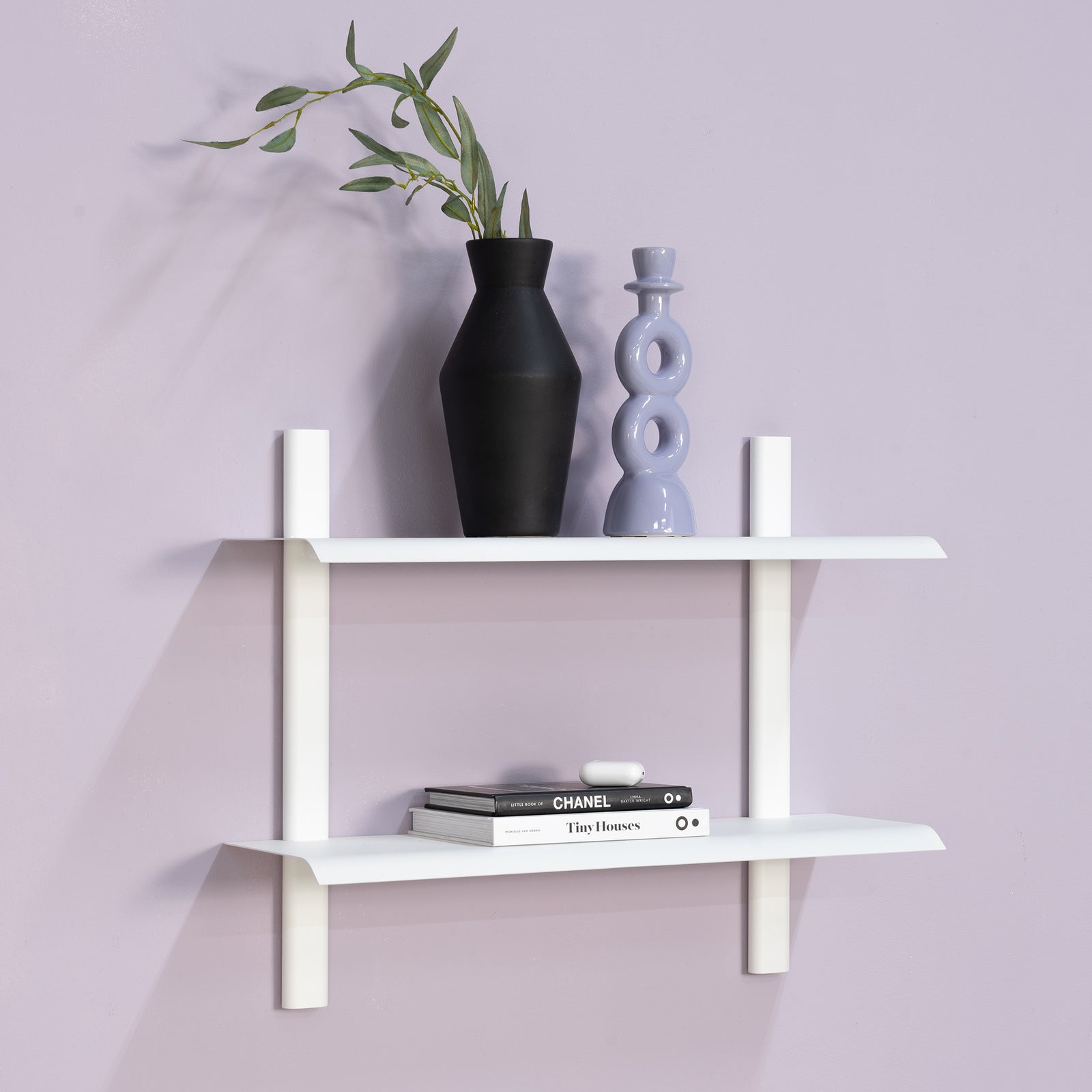 Produktbillede af Repisa Dobbelt væghylde i metal 5 farver bredde 60 cm. Hvid metal på tilbud i høj kvalitet