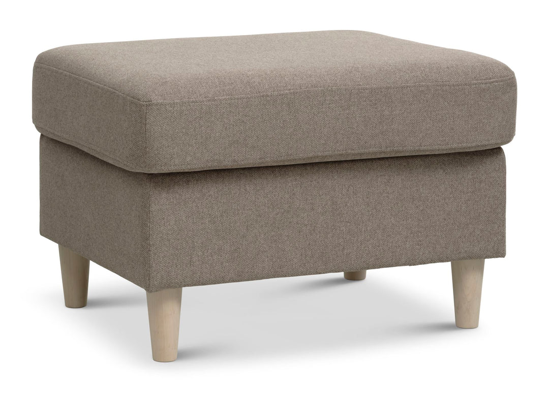Pan puf rektangulær antelope beige polyester stof og natur træ 85x72
