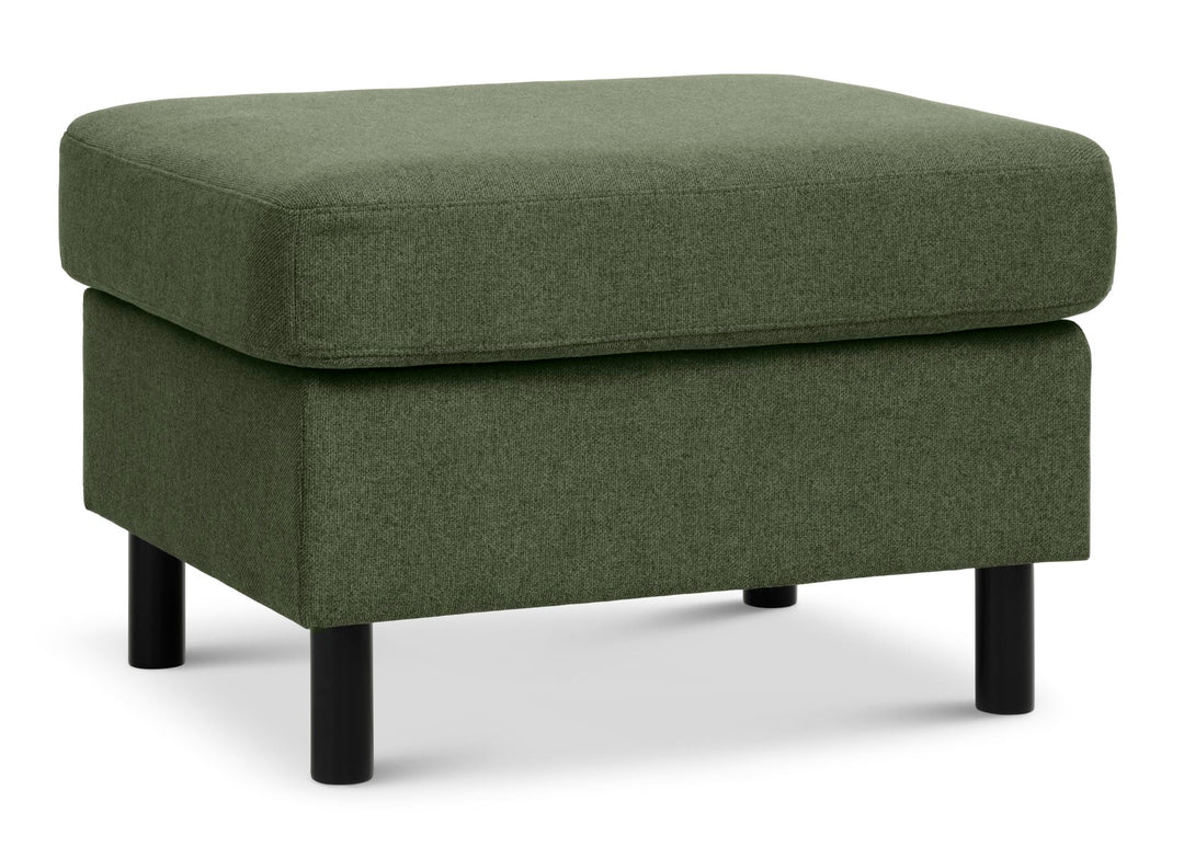 Wendy puf rektangulær vinter mosgrøn polyester stof og sort træ 85x72