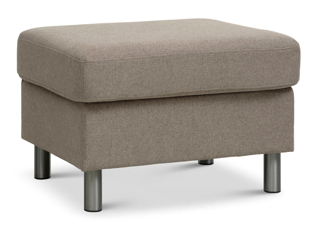 Wendy puf rektangulær antelope beige polyester stof og børstet aluminium 85x72