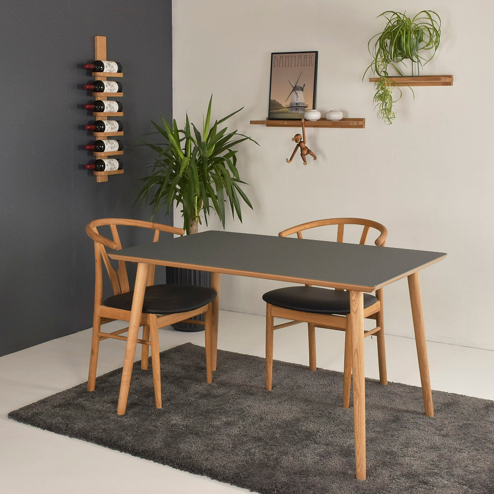 Produktbillede af Wilma Spisebord i 6 linoleumsfarver 90 x 140 cm. Grå på tilbud i høj kvalitet