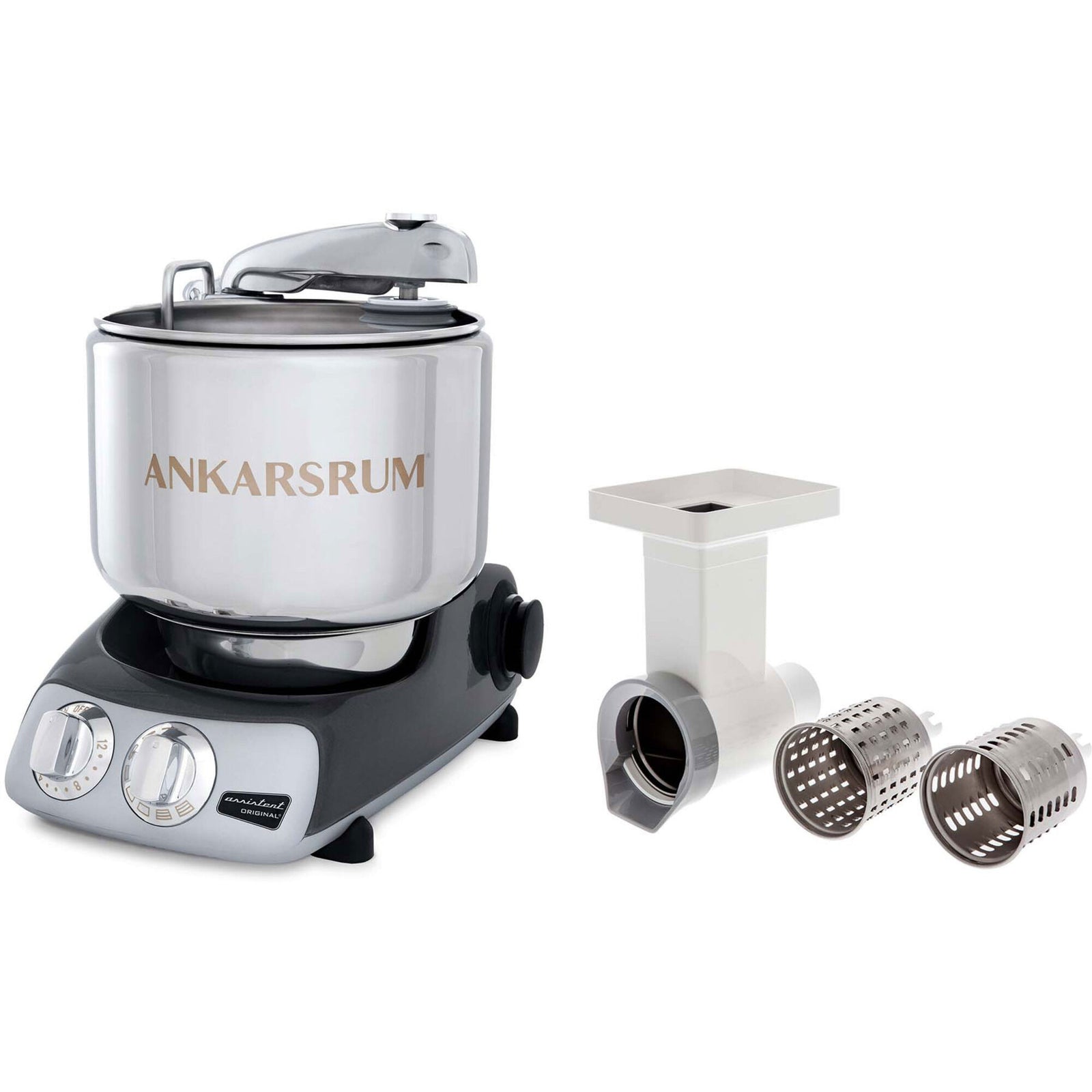 Ankarsrum Ankarsrum Assistent AKM 6230 røremaskine + grøntsagssnitter, sort – vinkelbillede (Røremaskiner)