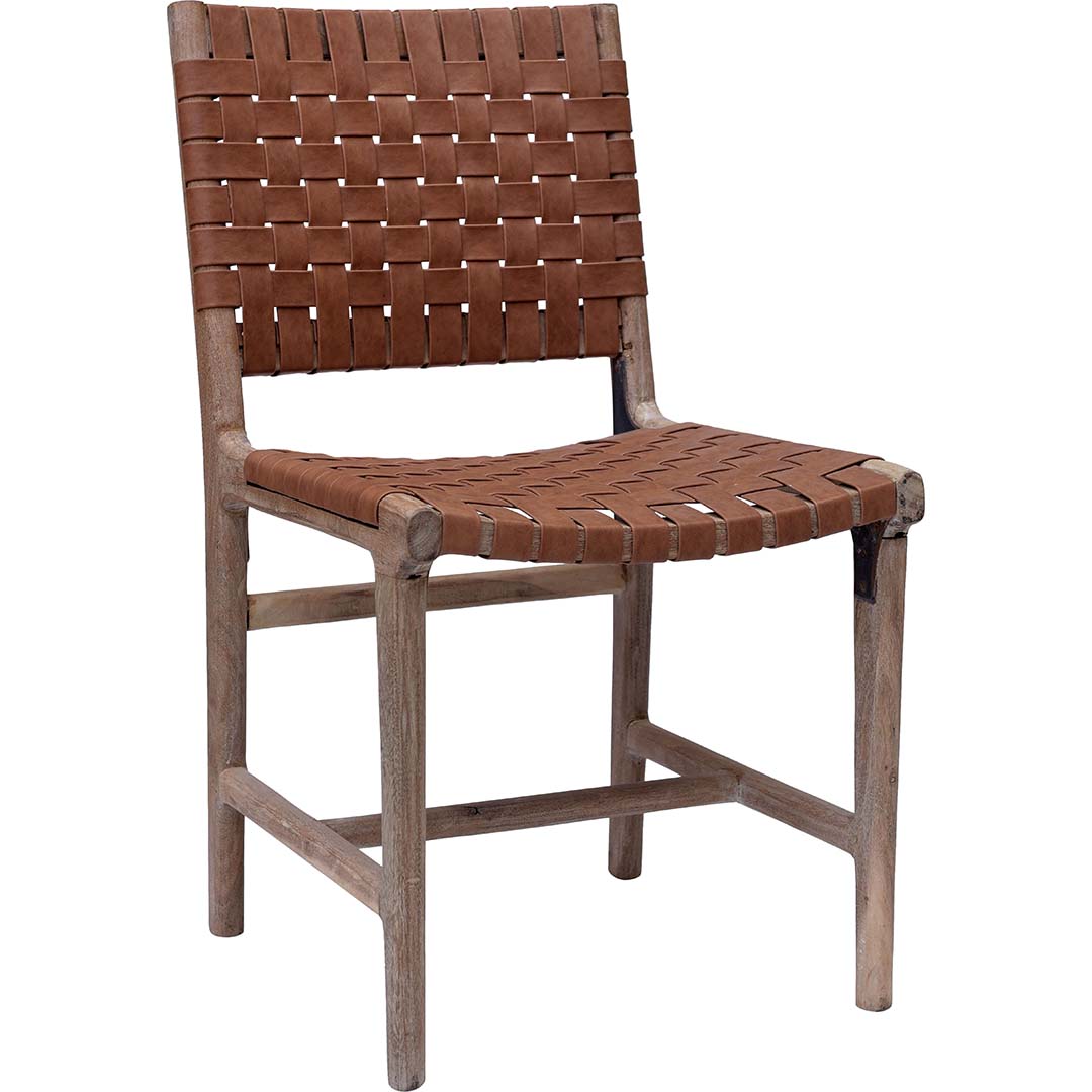 Produktbillede af TRADEMARK LIVING JAMES STOL LÆDER/FLET 84 i premium kvalitet