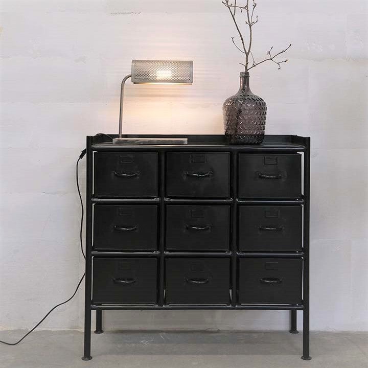 Produktbillede af Saga 9 rums opbevaringsskab i sortlakeret metal på tilbud i høj kvalitet