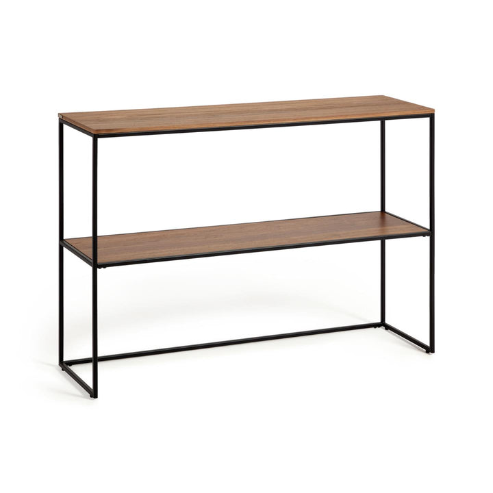 KAVE HOME Yoana konsolbord m. 1 hylde brun valnøddefinér og sort jern 120x30