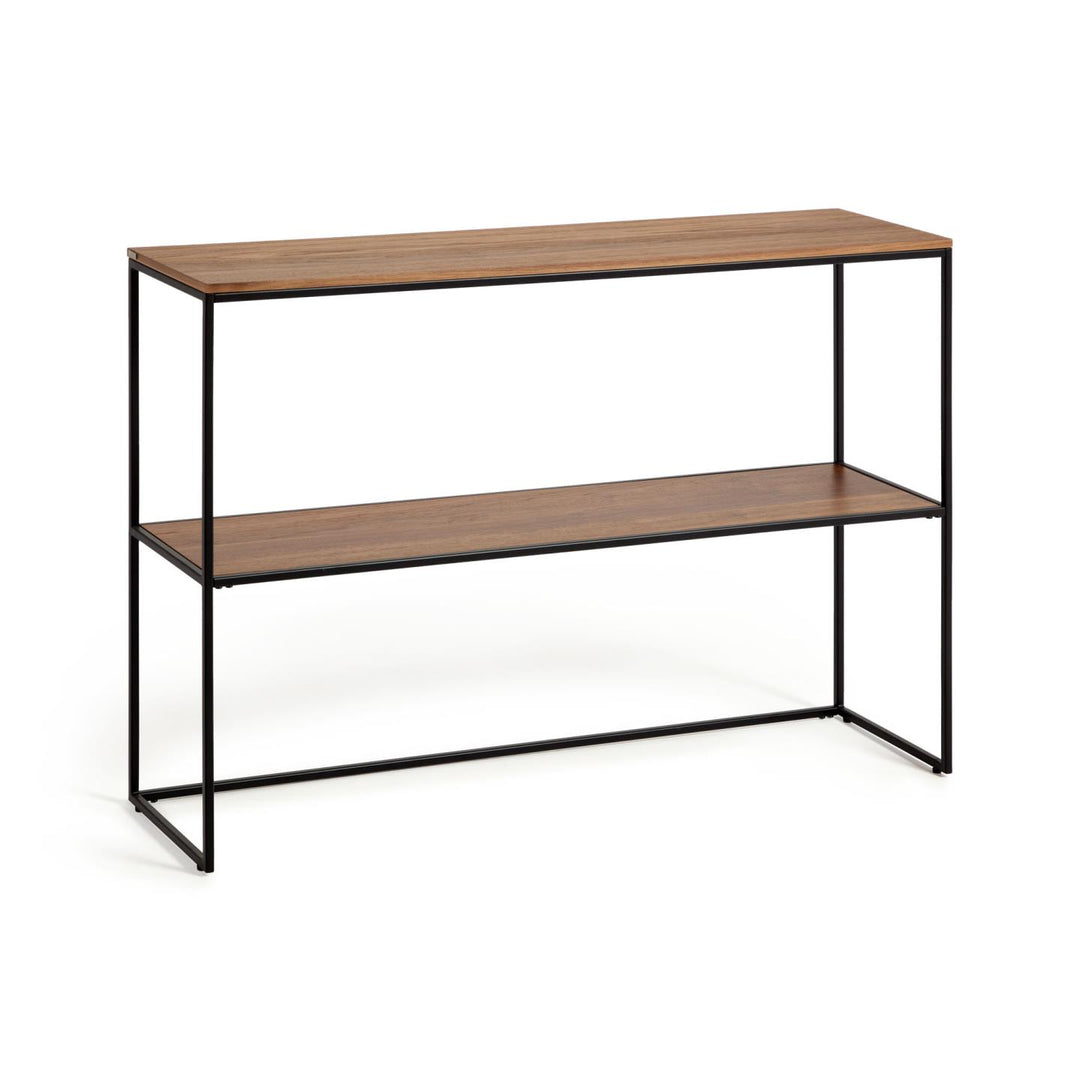 KAVE HOME Yoana konsolbord m. 1 hylde brun valnøddefinér og sort jern 120x30