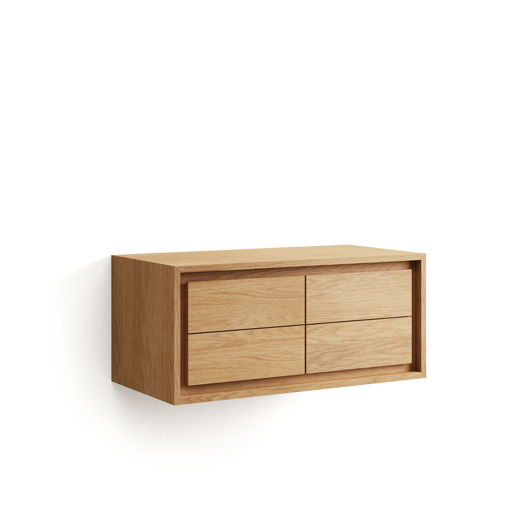 KAVE HOME Kenta væghængt badeværelsesskab natur teaktræ 90x45