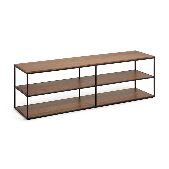 KAVE HOME Yoana TV-bord m. 2 hylder brun valnøddefinér og sort jern 160x40