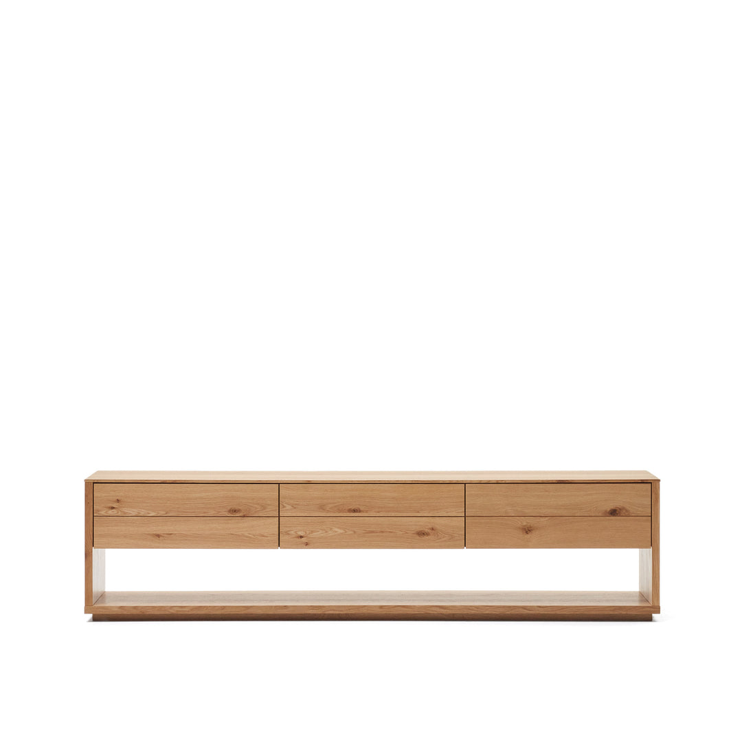 KAVE HOME Alguema TV-bord m. 3 skuffer natur egefinér 200x40