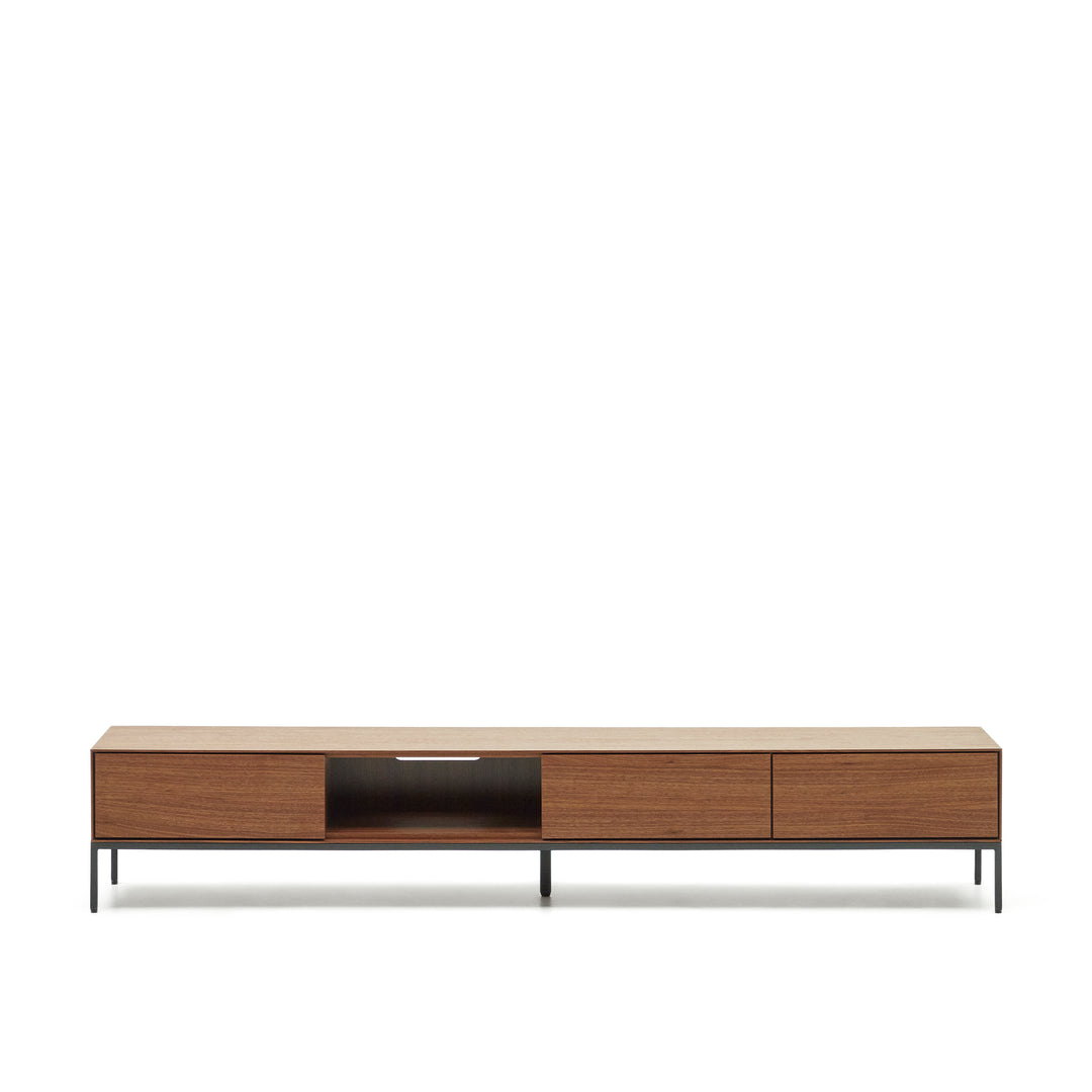 KAVE HOME Vedrana TV-bord m. 3 skuffer og 1 rum brun valnøddefiner og sort stål 195x40