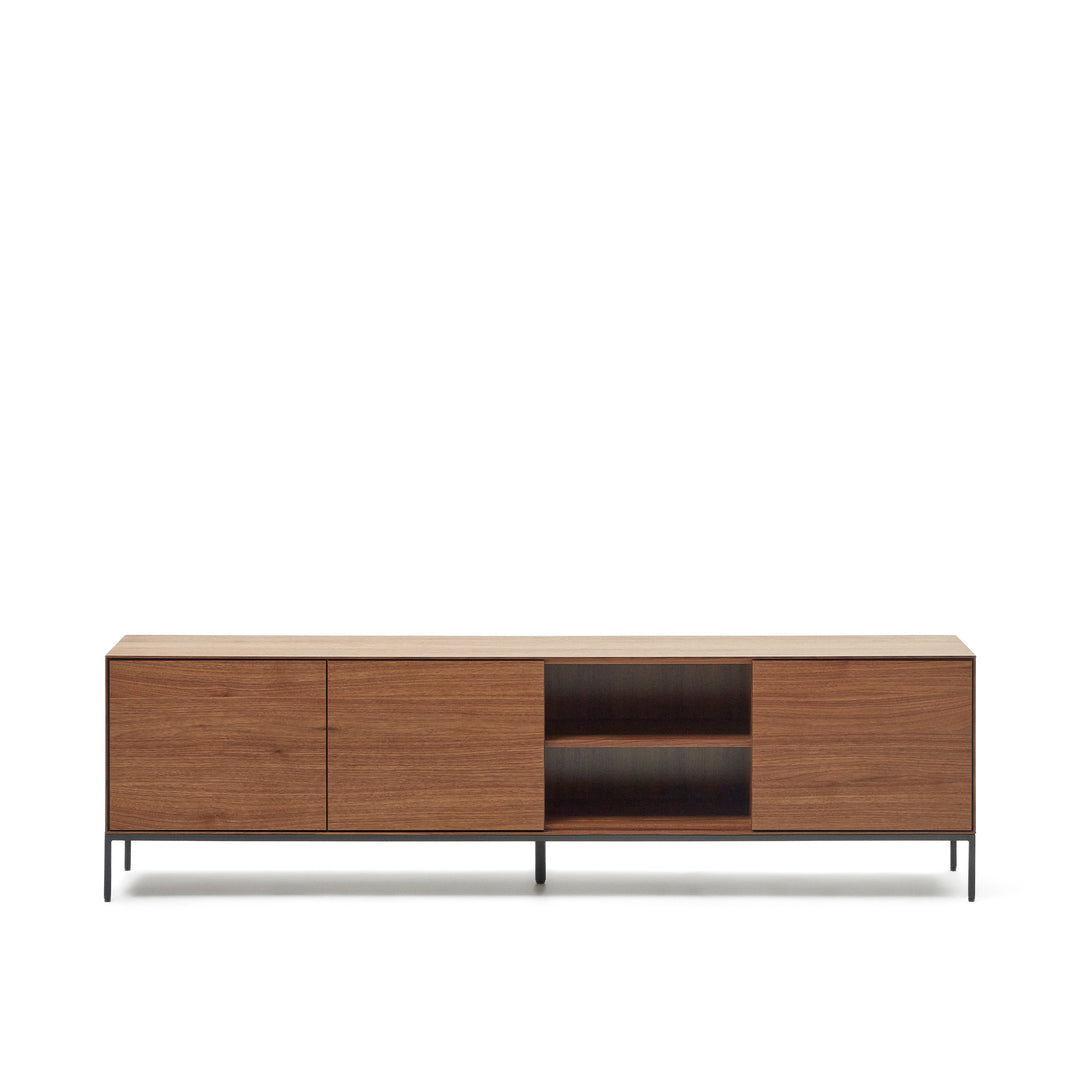 KAVE HOME Vedrana TV-bord m. 3 låger og 4 hylder brun valnøddefiner og sort stål 195x40
