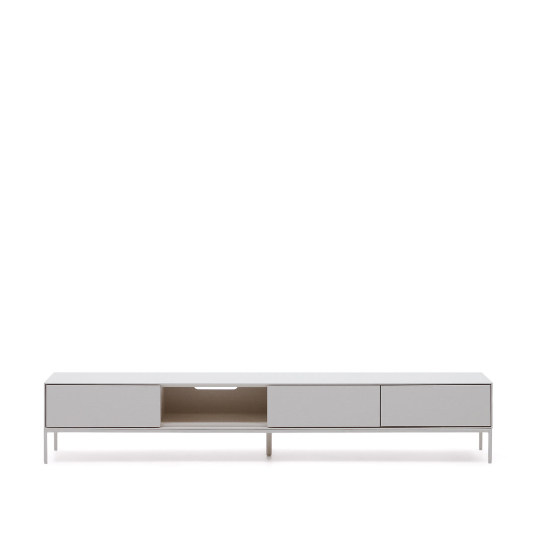 KAVE HOME Vedrana TV-bord m. 1 åbent rum og 3 skuffer hvid MDF og stål 195x40