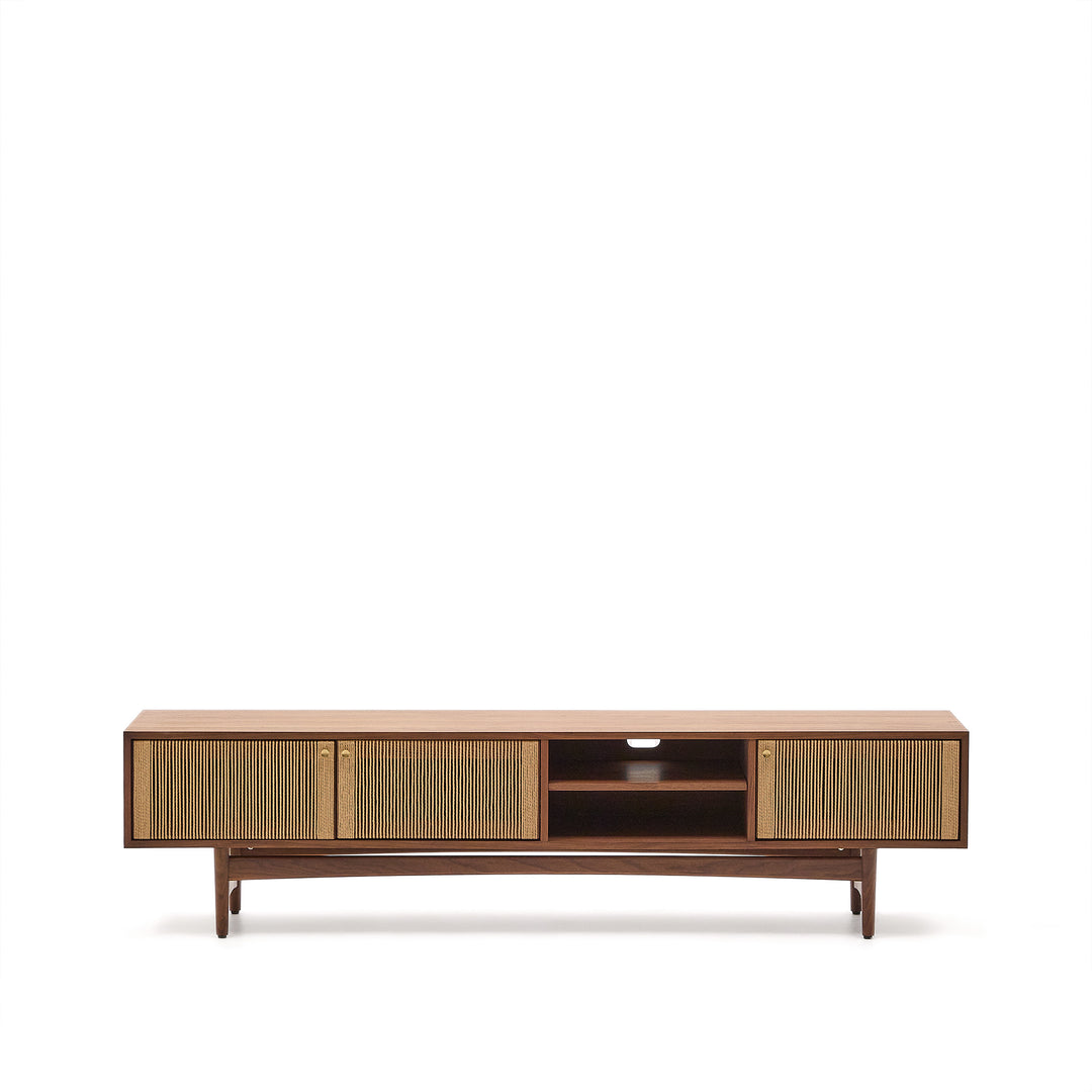 KAVE HOME Elan TV-bord m. 3 låger og 1 hylde natur reb finer og valnøddetræ 200x50