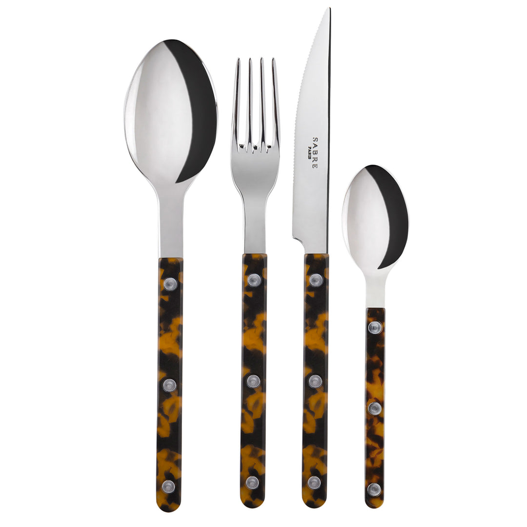 Sabre paris Sabre paris Sabre Bistrot Tortoise Bestiksæt med 4 dele, faux-sildpadde – vinkelbillede (Bestikssæt)