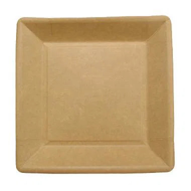 Paptallerken Firkantet 18x18 Cm Kraft Bionedbrydelig Brun 50 Stk.