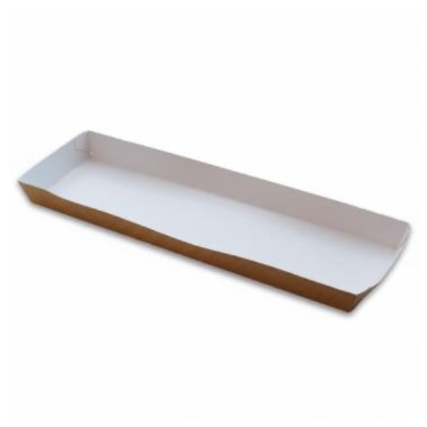 Produktbillede af Pølsebakke Xxl 330x90x20 Mm Med Kant Brun 120 Stk. på tilbud – premium kvalitet og detaljer