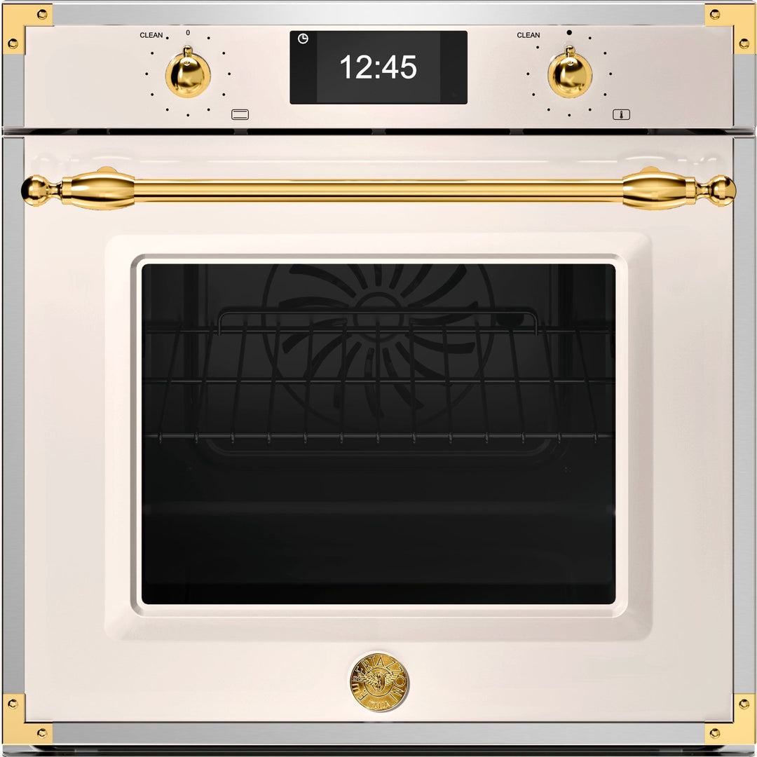 Bertazzoni Bertazzoni F6011HERVPTAG Heritage Pyro & Steam indbygningsovn, elfenben hvid/guld ❤ frontbillede (Kombinationsovn)
