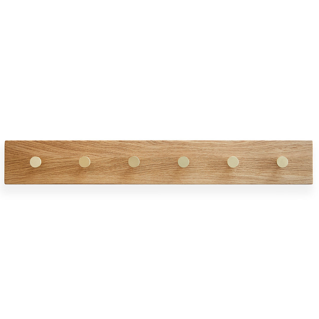 Produktbillede af MOUD Home OAK Knagerække Egetræ Med Messing Knager 70 cm i premium kvalitet