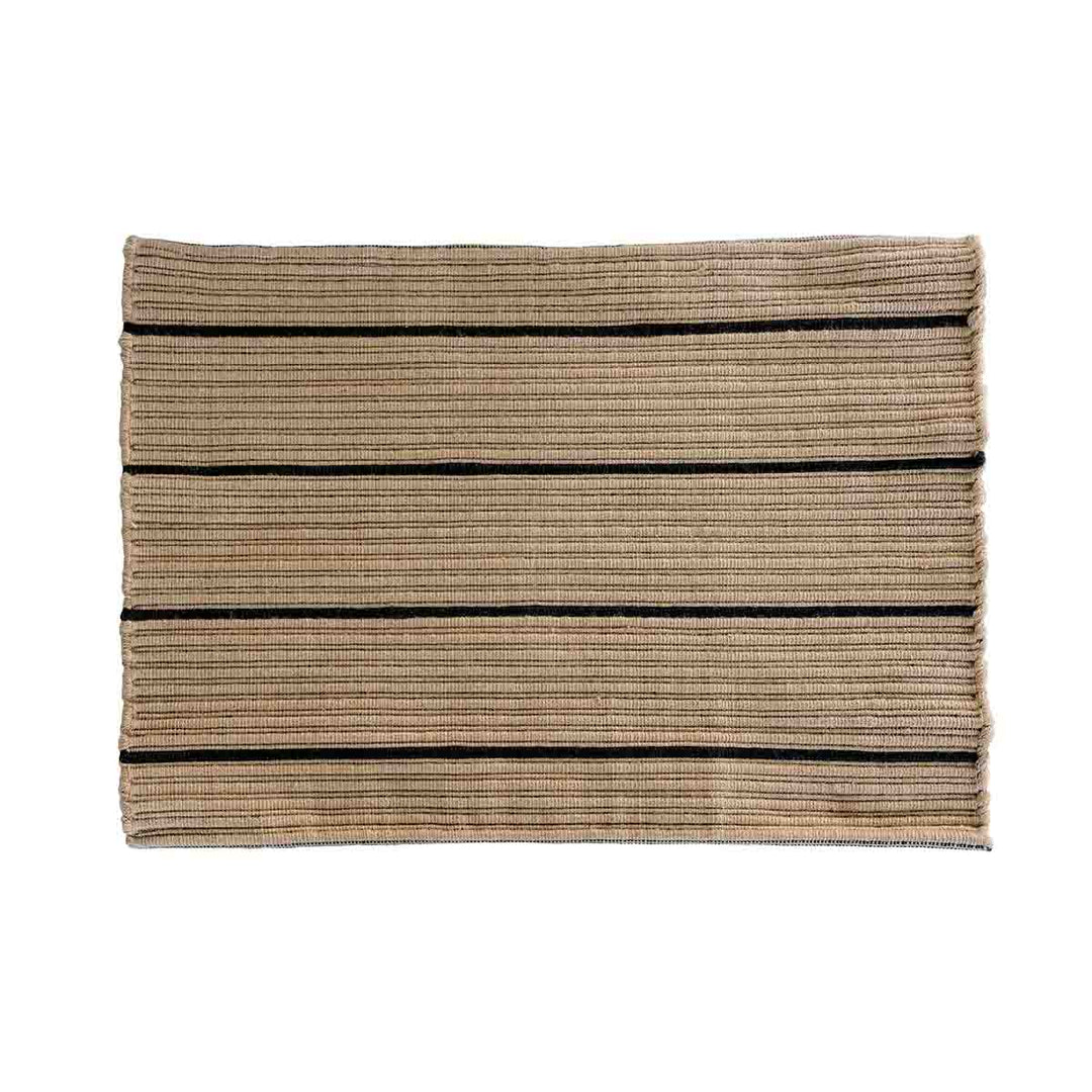 Produktbillede af MOUD Home STRIPE dørmåtte 50x72 cm beige/sort genanvendt polyester i premium kvalitet