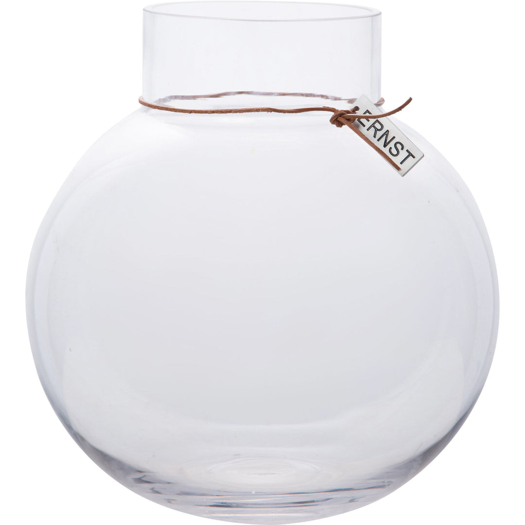 Ernst Ernst Rund glasvase med læderbånd, 10 cm. – produktfoto (Vase)