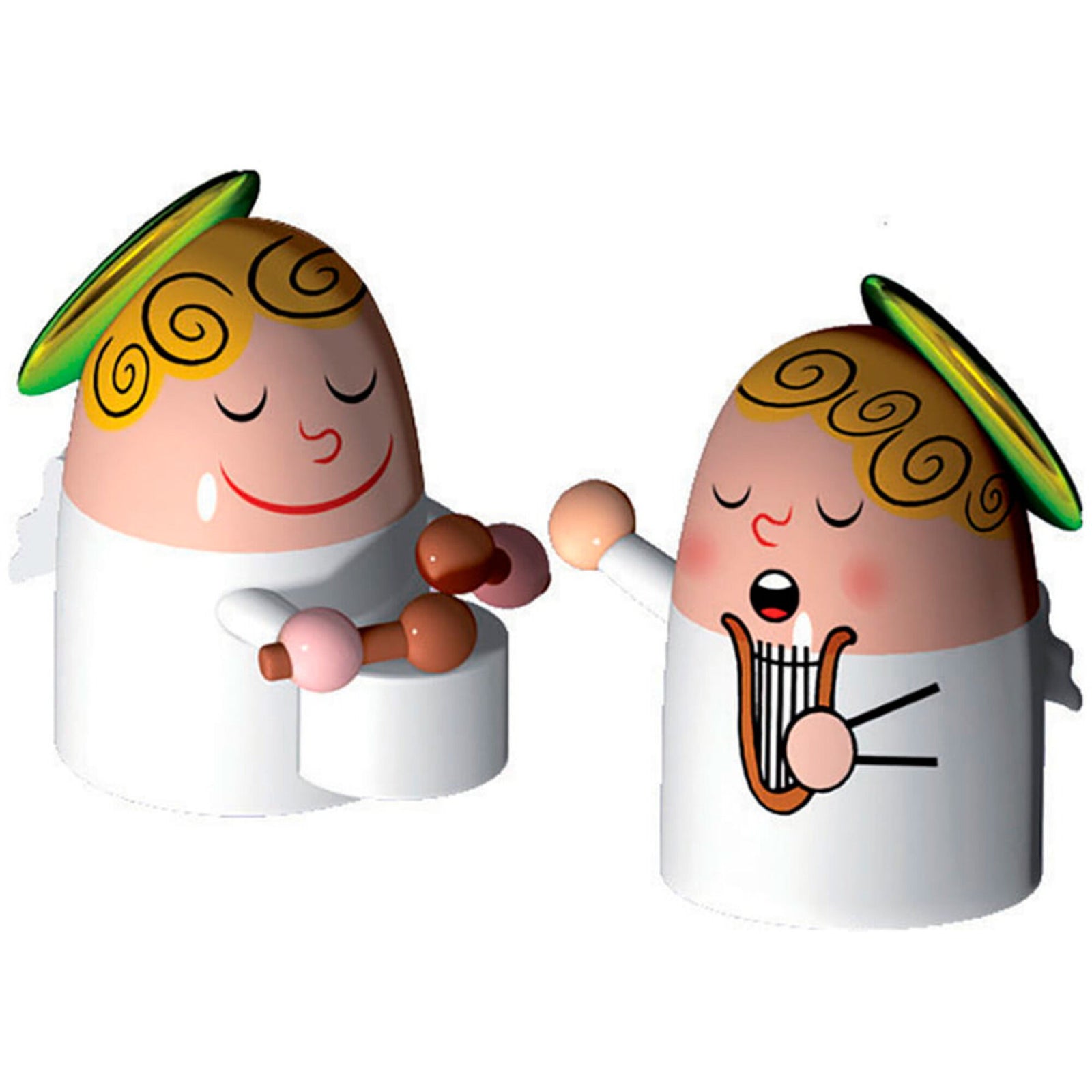 Alessi Alessi Engle Porcelænsfigurer, harpe og tromme – frontbillede (Figur)