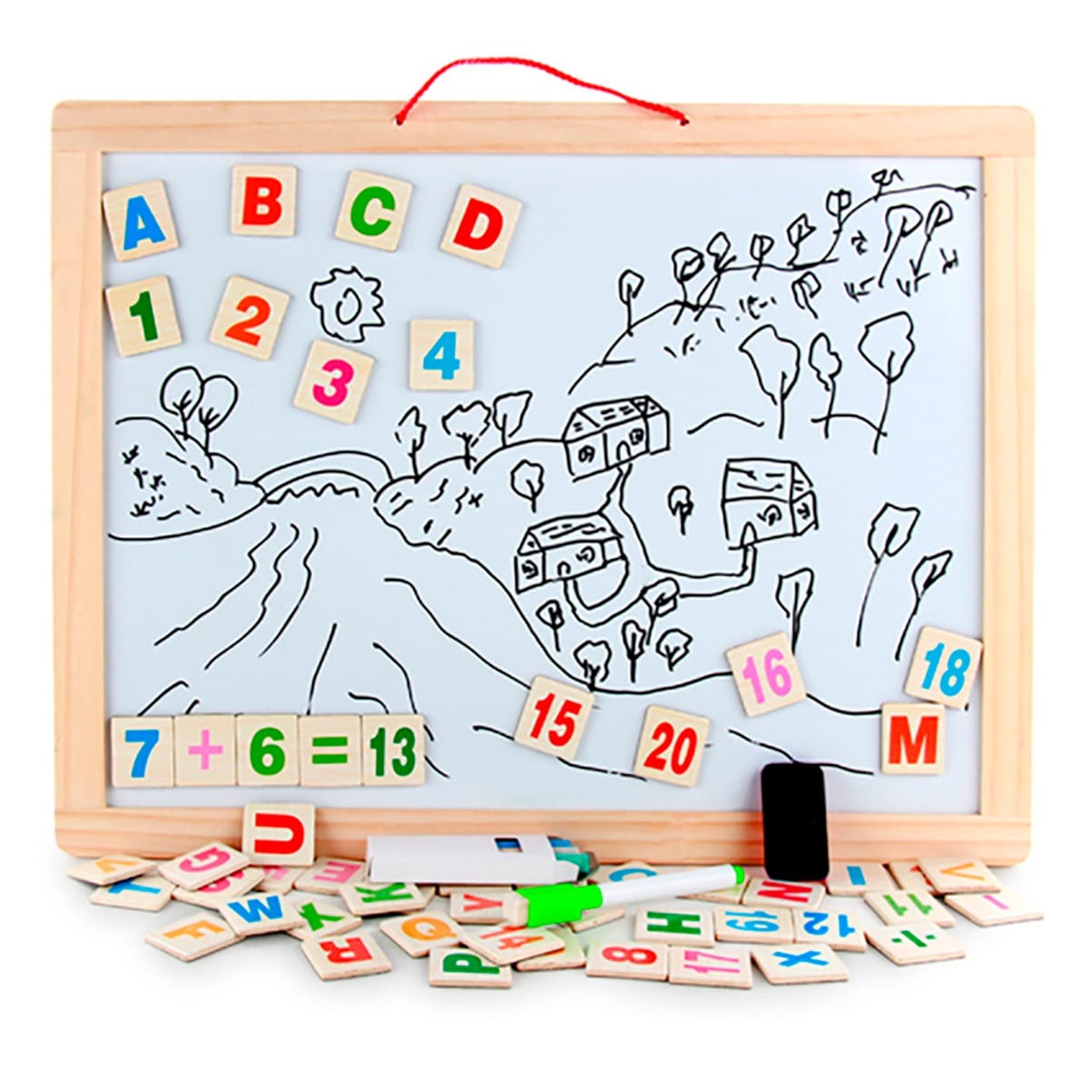 Produktbillede af Tegnetavle magnetisk whiteboard og kridttavle på tilbud