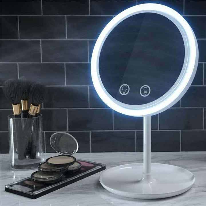 Makeup Spejl med LED Lys og blæser Pink