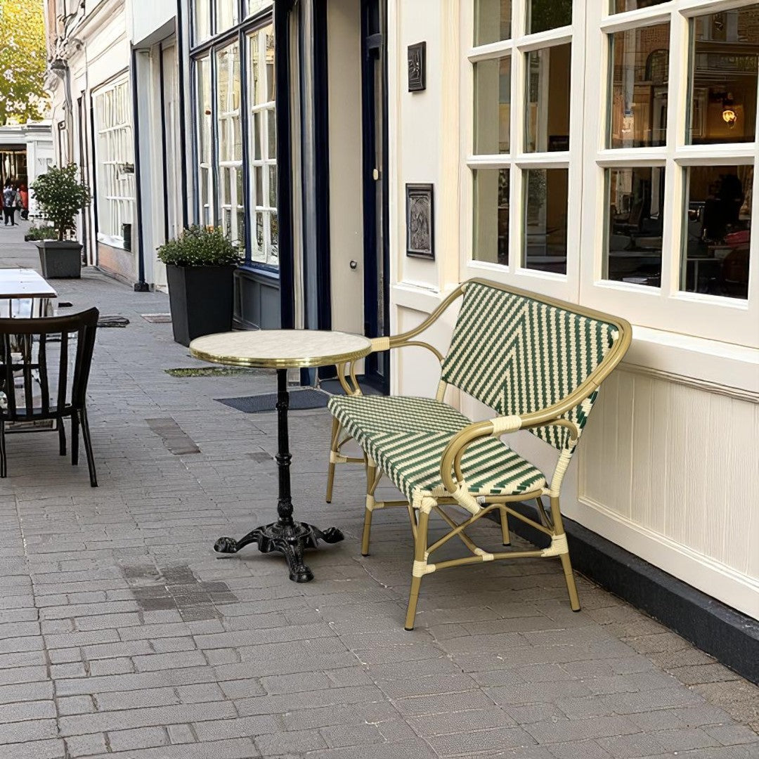 Produktbillede af Cafépakke Paris med bænk grøn-beige på tilbud
