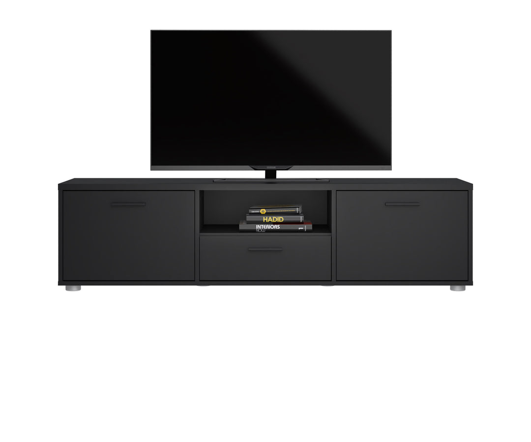 TVILUM Media TV-bord m. 2 låger og 1 skuffe sort melamin/spånplade 147.2x39.8