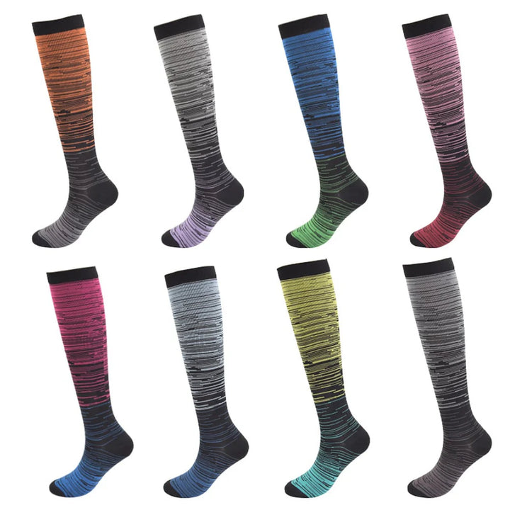 Støttestrømper / kompressionsstrømper Melerede flere flotte farver Grå/blå str. L/XL