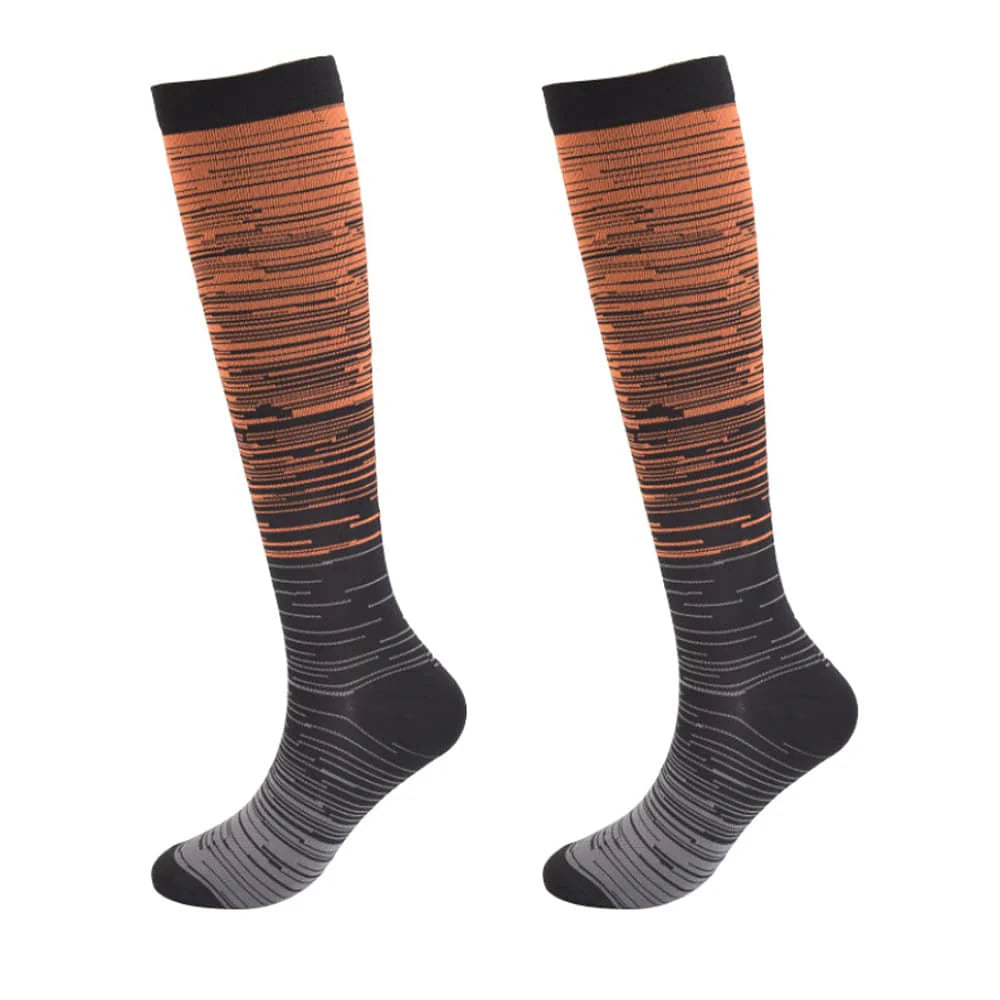 Støttestrømper / kompressionsstrømper Melerede flere flotte farver Orange/grå L/XL