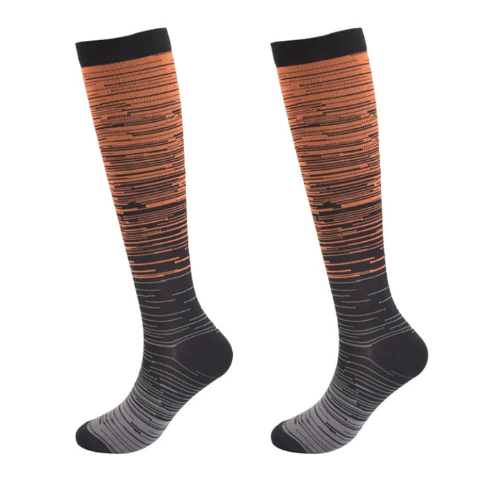 Støttestrømper / kompressionsstrømper Melerede flere flotte farver Orange/grå L/XL