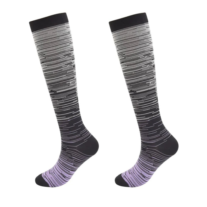 Støttestrømper / kompressionsstrømper Melerede flere flotte farver Grå/lilla str. S/M