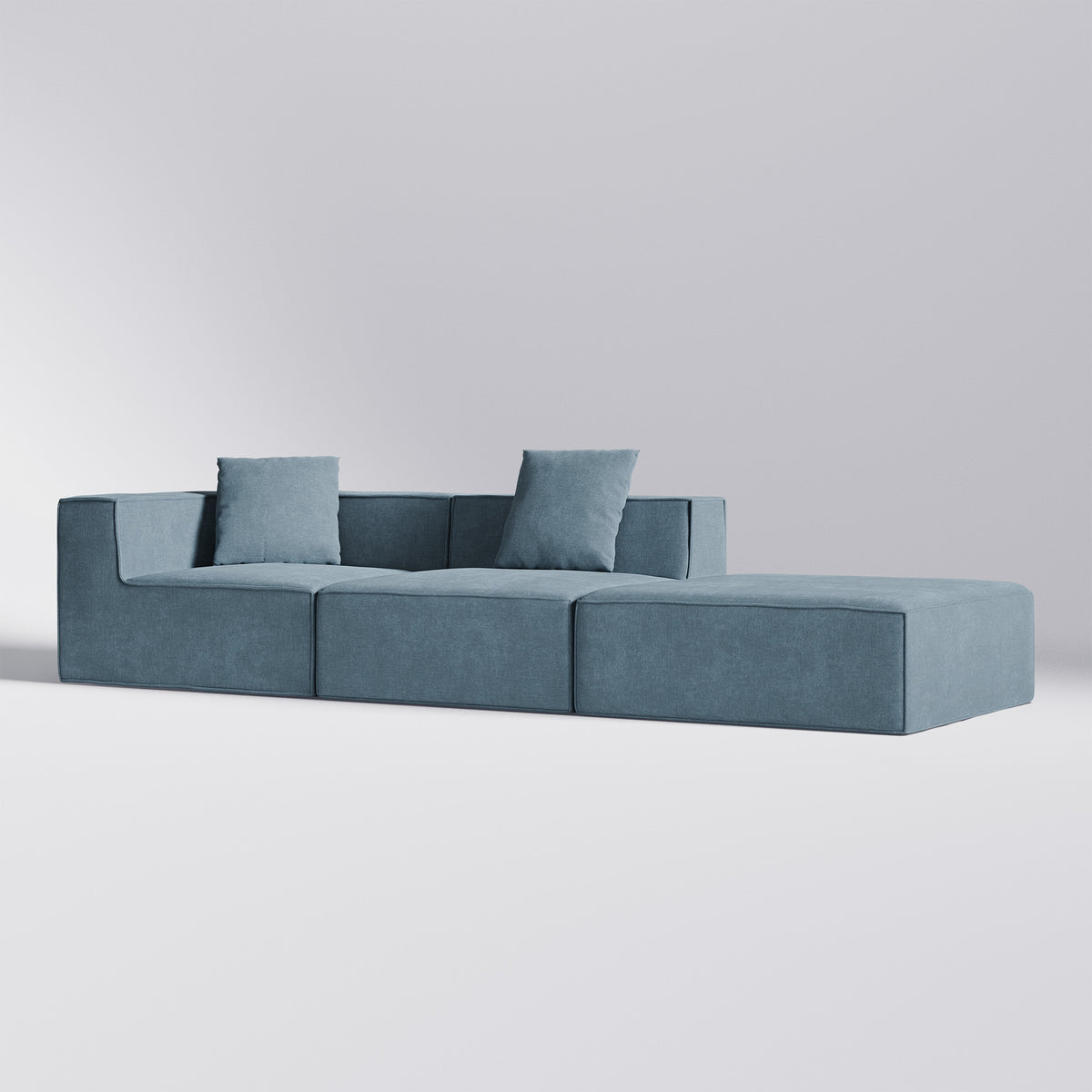 Blå Moduri Comfort modulsofa fra Zederkof med hjørne-, sofa- og pufmodul