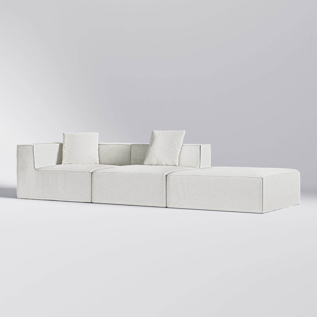 Hvid Moduri Comfort modulsofa med hjørne-, sofa- og pufmodul