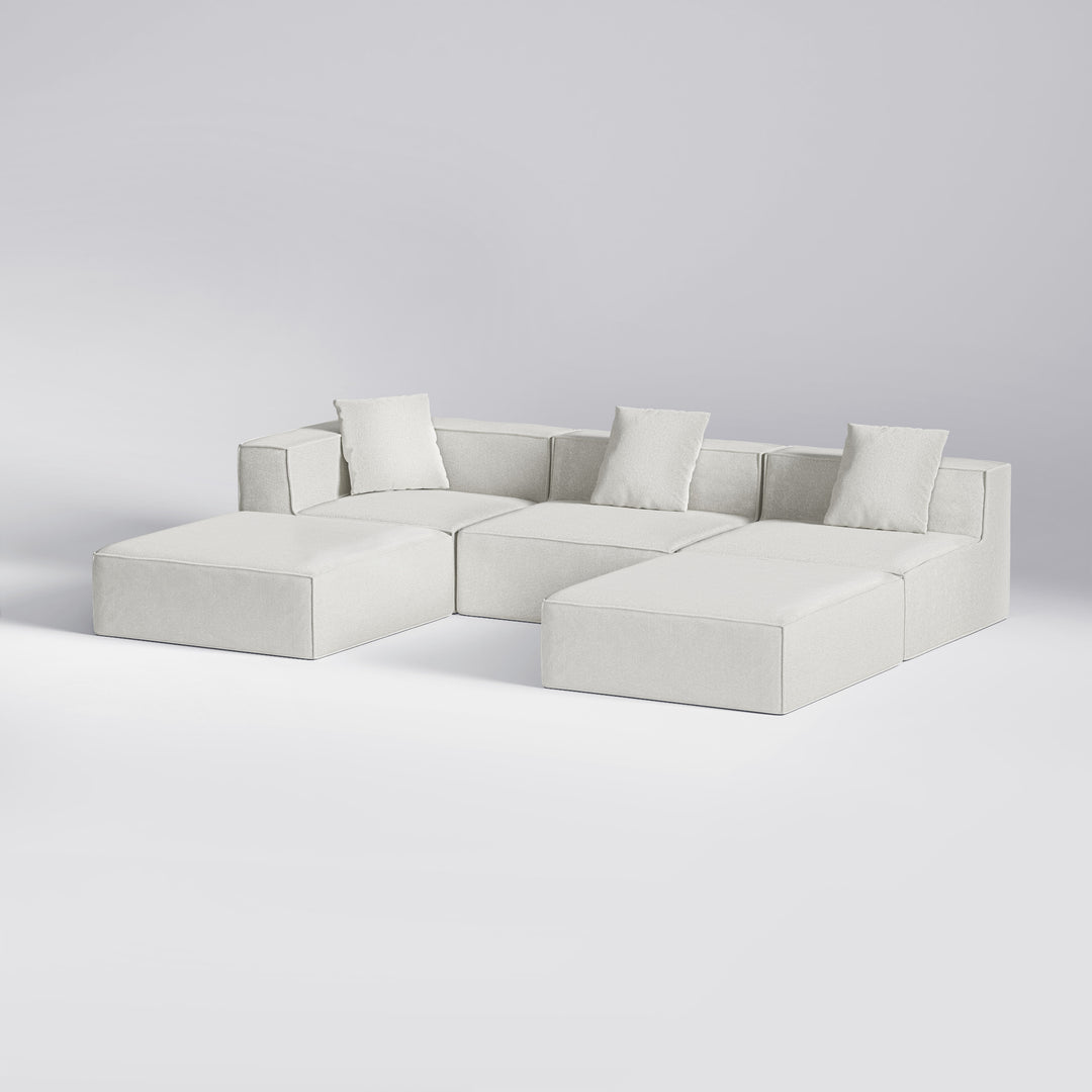 Hvid Moduri Lounge stor modulsofa med sofa-, hjørne- og pufmoduler