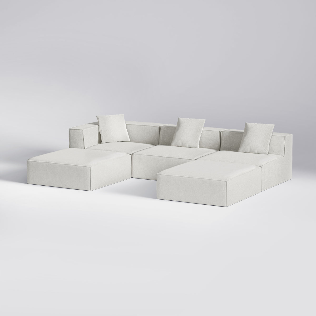 Hvid Moduri Lounge stor modulsofa med sofa-, hjørne- og pufmoduler